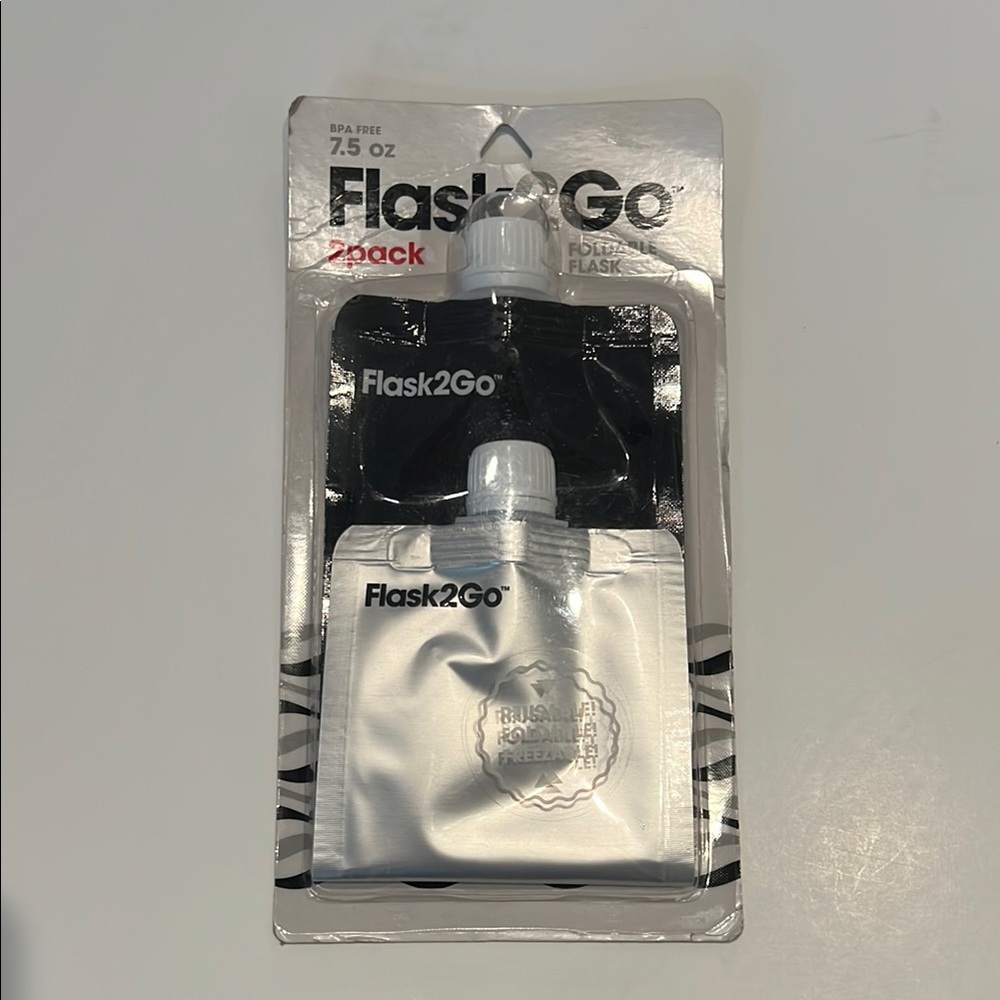 Flask2Go Foldable Flask Container 2pack BPA free 7.5 oz Reusable Freezable